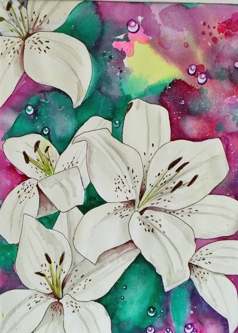 Original Abstract Expressionism Floral Painting by Amanda Abanses