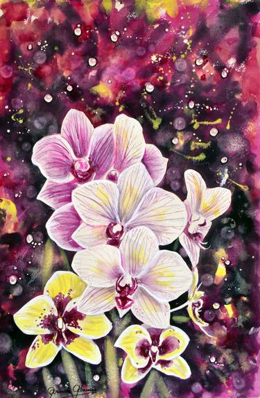 Original Fine Art Floral Paintings by Amanda Abanses