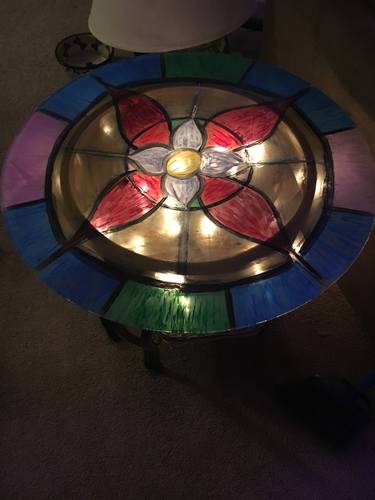 Painted glass end tables thumb