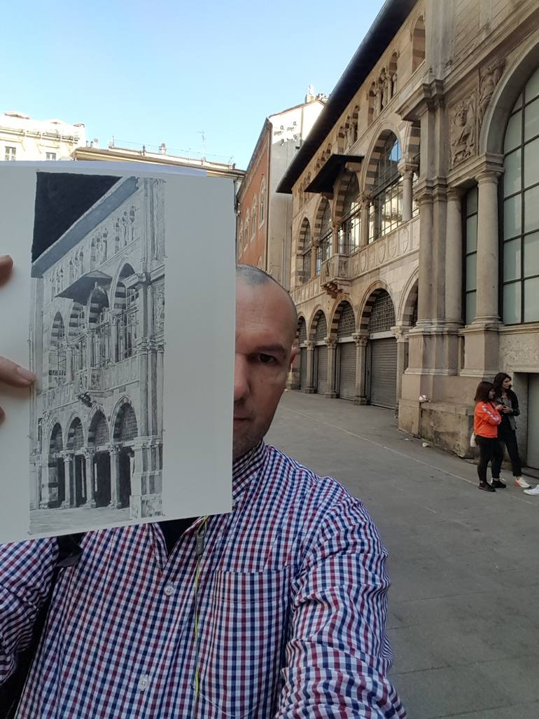 Original Figurative Architecture Drawing by Fabrizio Boldrini