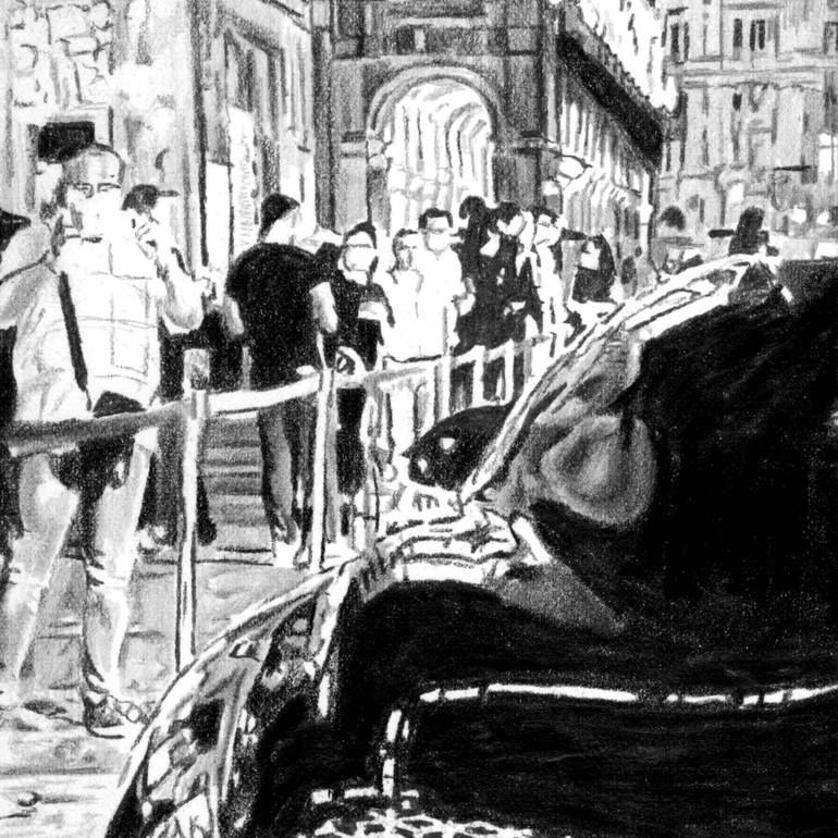 Original Figurative Transportation Drawing by Fabrizio Boldrini