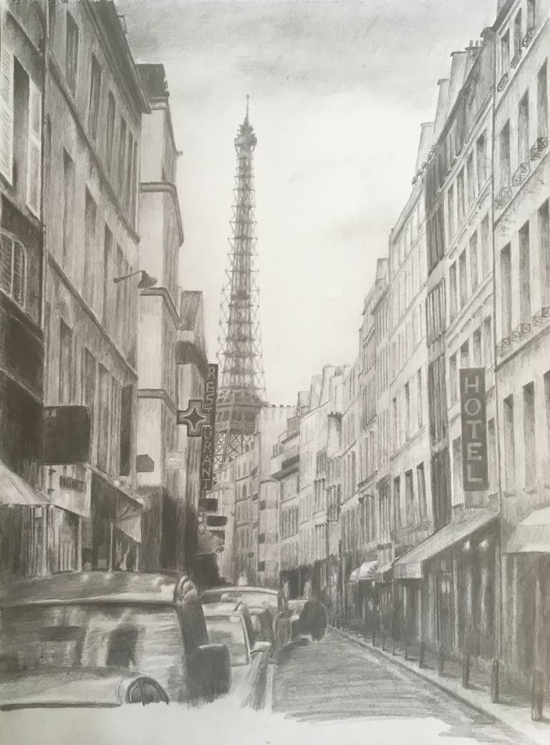 Original Figurative Cities Drawing by Lindsey Gresham
