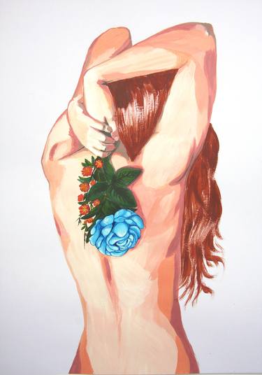 Nude girl with blue rose thumb