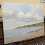 One of my favourite places to paint is Runswick Bay on the Yorkshire coast, between Whitby and Staithes.  It's charming place, quiet and never crowded (might have something to do the the steep hill down to it).  This is a painting I did from near the cafe looking over the bay.  It's a proper plein-air painting, painted on the spot.