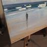 I painted this on the spot on the beach at Bridlington on a cold winter's day with only one person on the beach. It's 30x24'', oil on canvas.
To save on commission (you don't want to pay commission on the frame) and postage, I'll selling it unframed. It's painted round the edge and D-rings and string are attached so it looks fine as it is, and it is ready to hang. It will, however, look even better in a good frame. It's a standard size so you should be able to buy a ready-made frame quite cheaply.