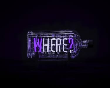 Saatchi Art Artist Bulleit Frontier Whiskey; Sculpture, “Where? neon bottle” #art
