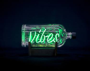 Saatchi Art Artist Bulleit Frontier Whiskey; Sculpture, “Vibes neon bottle” #art