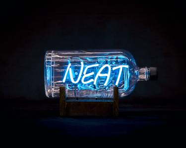 Saatchi Art Artist Bulleit Frontier Whiskey; Sculpture, “Neat neon bottle” #art