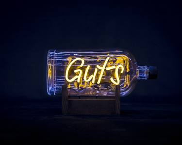 Saatchi Art Artist Bulleit Frontier Whiskey; Sculpture, “Guts neon bottle” #art