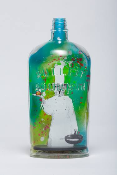 Saatchi Art Artist Bulleit Frontier Whiskey; Sculpture, “Bulleit Art in a Bottle: ’Leopardess Chef’” #art
