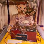 Bear with suitcase in the showcase by Mihaela Mihalache