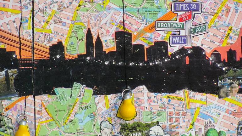 Original Figurative Cities Collage by Chery Holmes