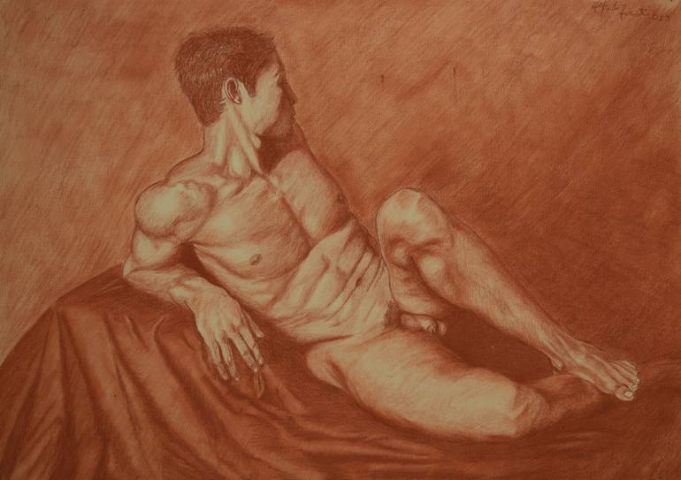 Original Fine Art Nude Drawing by Alfredo Furiati