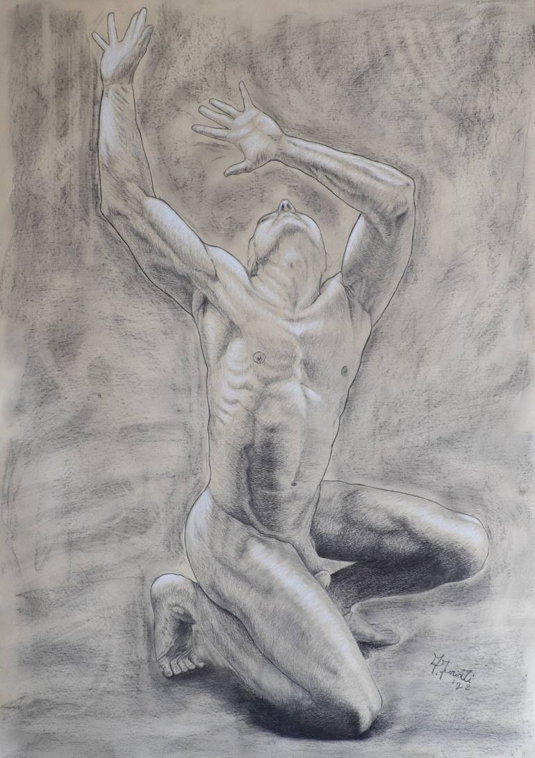 studio di nudo maschile Drawing by Alfredo Furiati | Saatchi Art