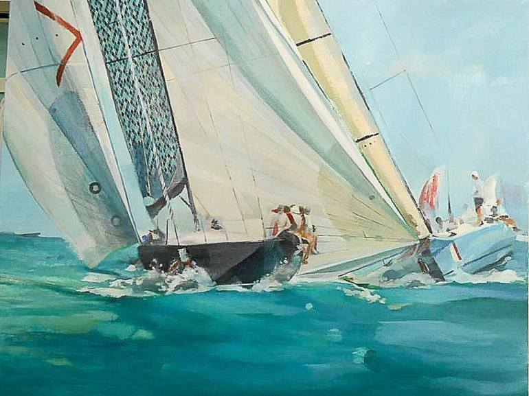 Original Sailboat Painting by Ana Alcaraz Montesinos