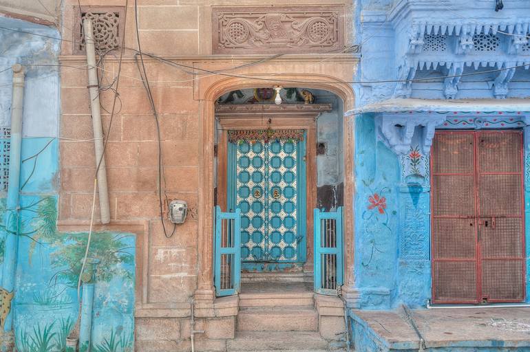 Original Architecture Photography by Christopher William Adach | Art Deco Art on Paper | blue and ochre
