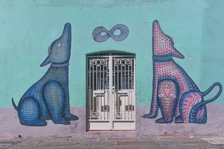 Original Graffiti Photography by Christopher William Adach | Modernism Art on Paper | The doors and the guardian dogs - Limited Edition of 15