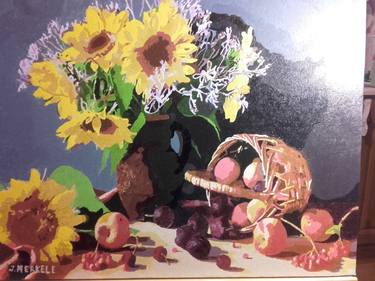 Original Figurative Floral Paintings by ILZE MERKELE