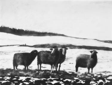 Sheep in wintry landscape thumb