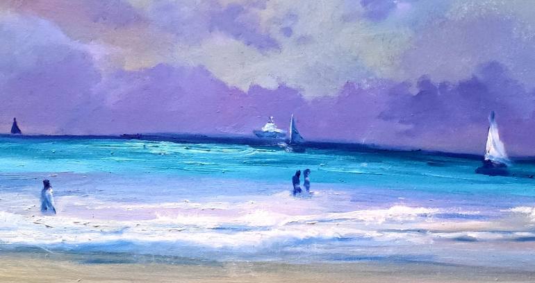 Original Impressionism Seascape Painting by Yusef Suleiman
