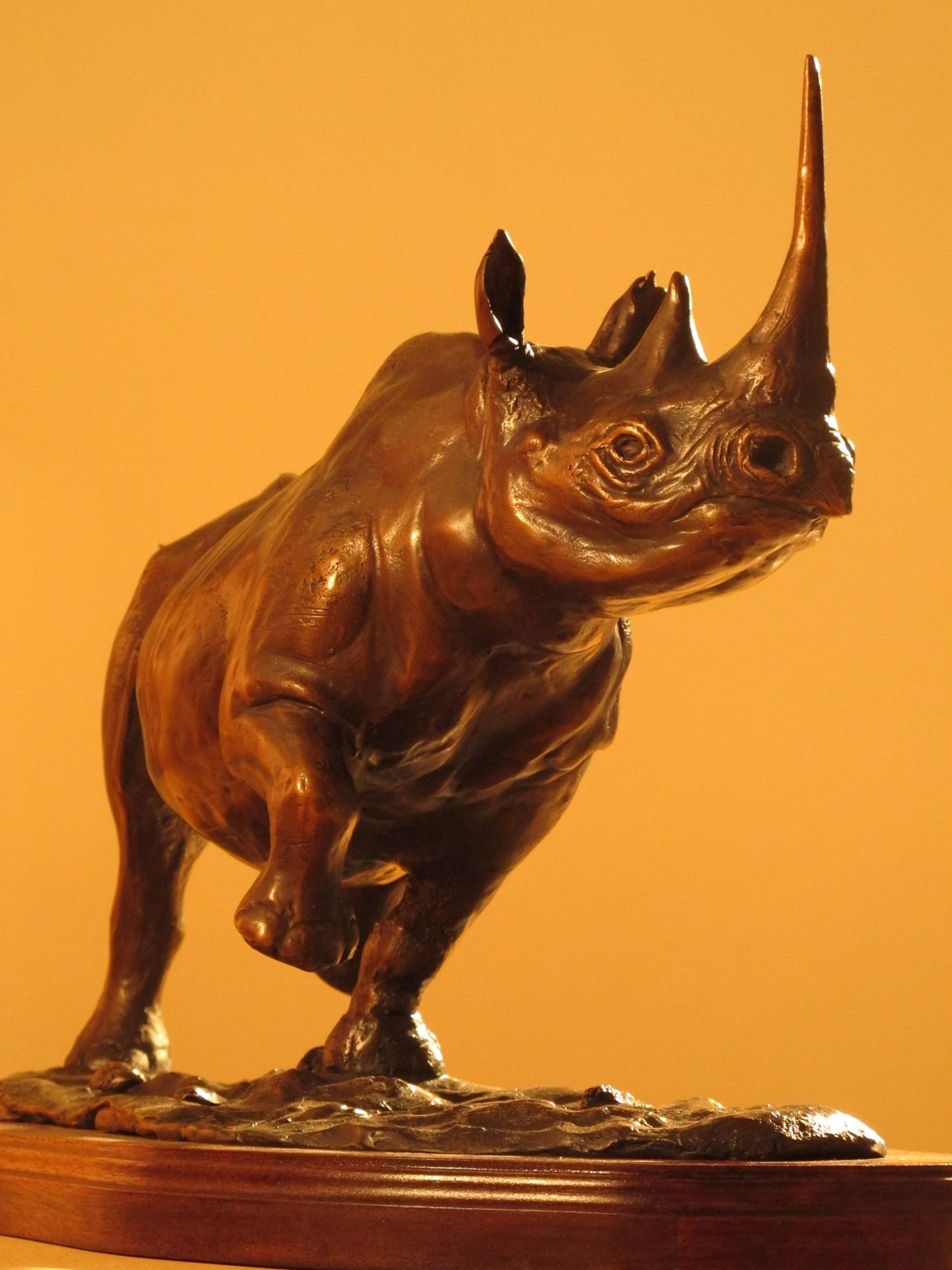 Rhino (black-gold) Sculpture. Limited Edition