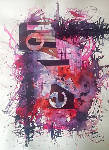 Original Abstract Expressionism Abstract Collage by Navita H