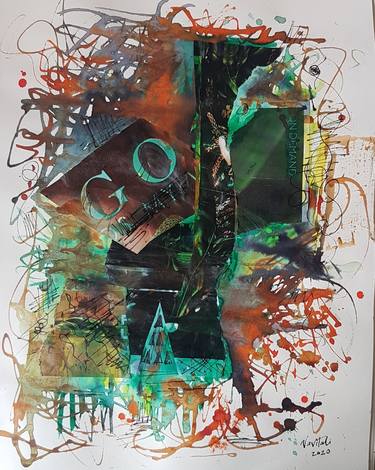 Original Abstract Expressionism Abstract Collage by Navita H