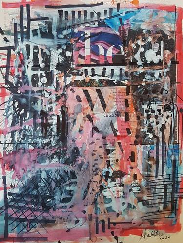 Original Abstract Expressionism Abstract Collage by Navita H