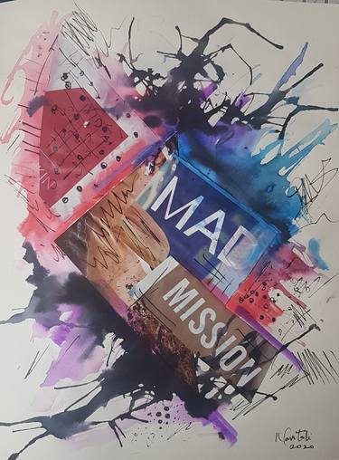 Original Abstract Expressionism Abstract Collage by Navita H