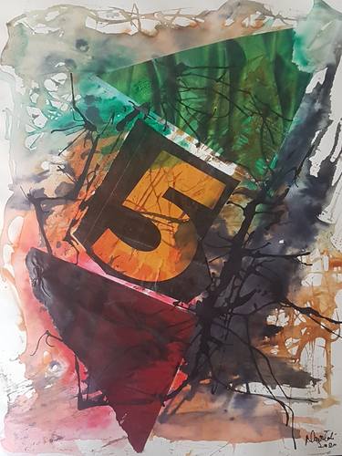 Original Abstract Expressionism Abstract Collage by Navita H