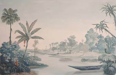 Original Figurative Landscape Paintings by Lalanne Marié les Décors des Mers du Sud