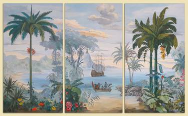 Original Landscape Paintings by Lalanne Marié les Décors des Mers du Sud