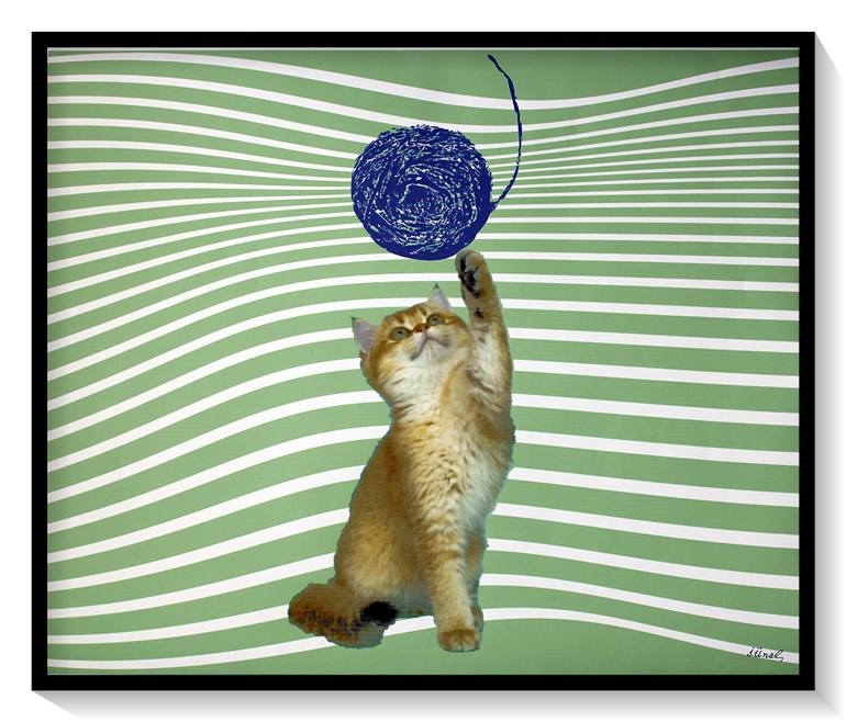 Original Black & White Cats Mixed Media by Ibrahim Unal