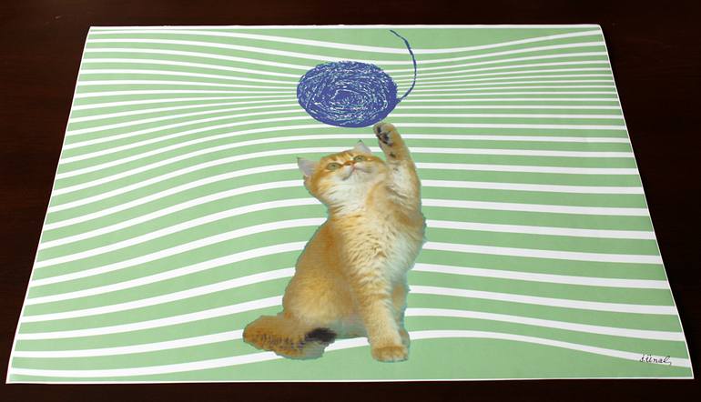 Original Black & White Cats Mixed Media by Ibrahim Unal