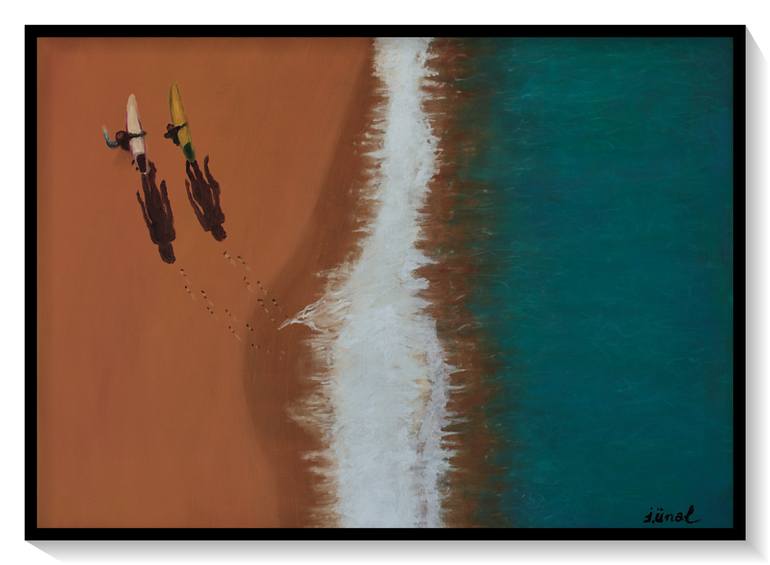 Original Figurative Beach Painting by Ibrahim Unal