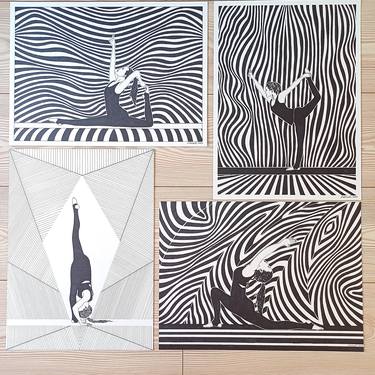 Original Op Art People Drawing by Ibrahim Unal