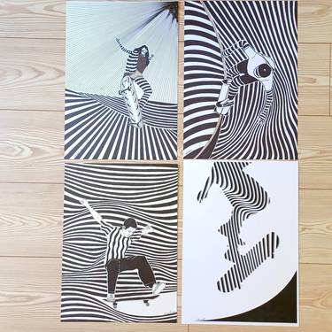 Original Op Art Sports Drawing by Ibrahim Unal