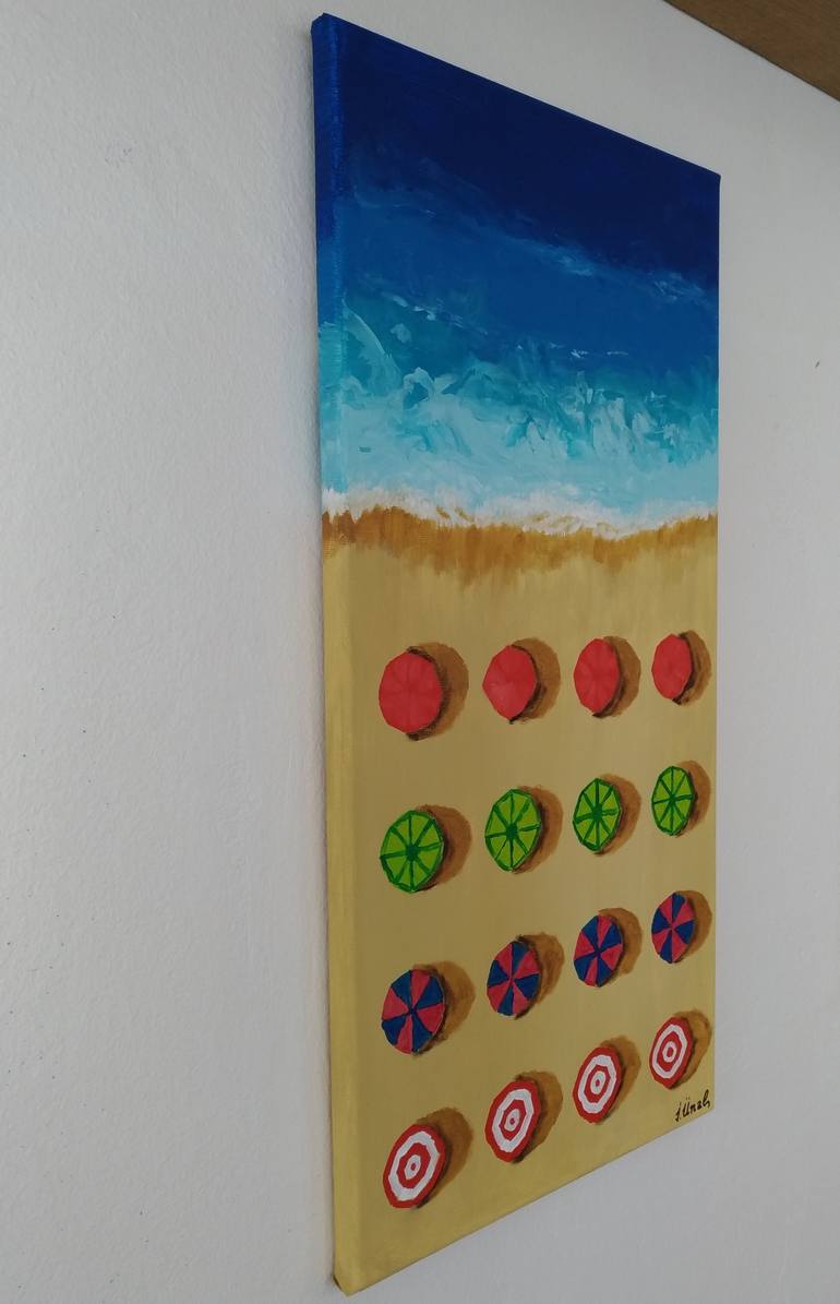 Original Abstract Beach Painting by Ibrahim Unal