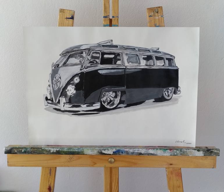 Original Realism Automobile Painting by Ibrahim Unal