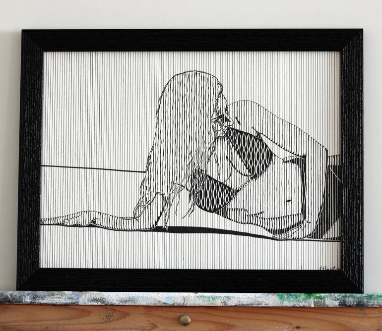 Original Figurative Beach Drawing by Ibrahim Unal