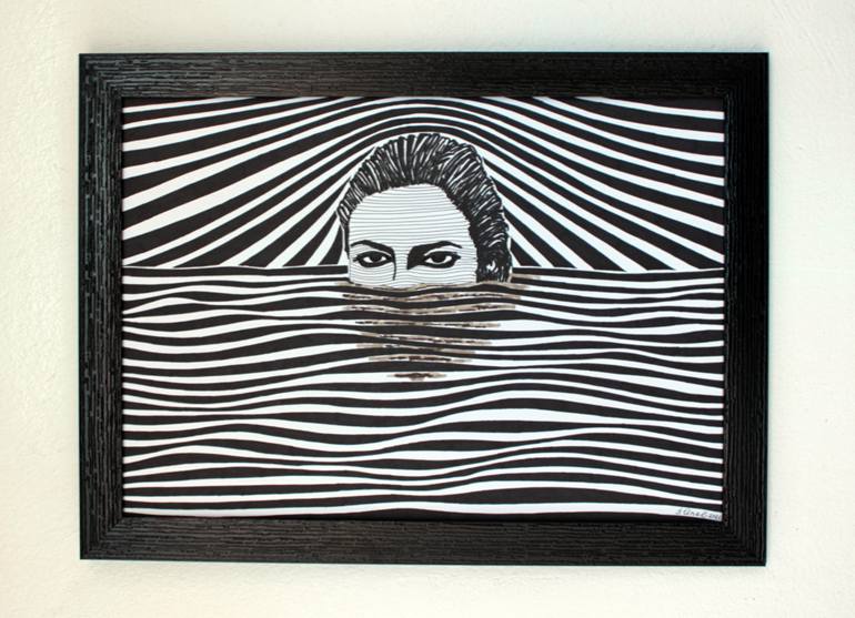 Original Figurative Water Drawing by Ibrahim Unal