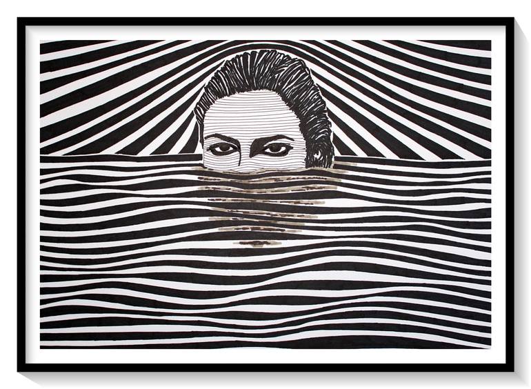 Original Figurative Water Drawing by Ibrahim Unal