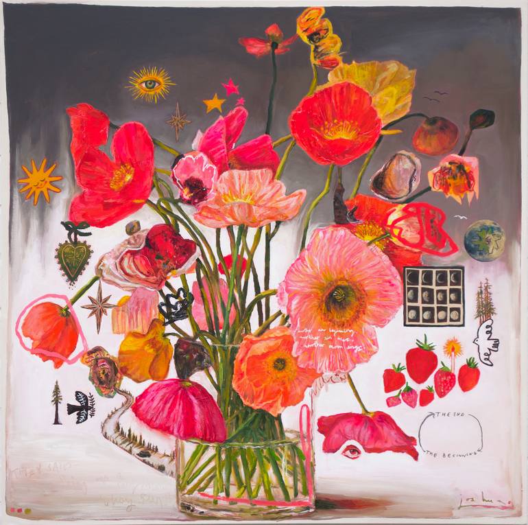 Original Floral Painting by Joshua Benmore | Figurative Art on Canvas | A Song For The Moon To Sing