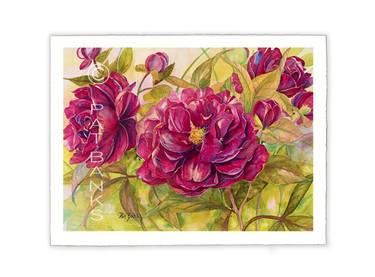 Original Figurative Floral Paintings by Pat Banks