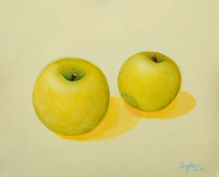 Two Golden Apples 237 Painting By Sanghee Ahn Saatchi Art