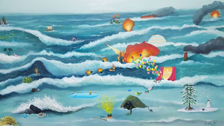 Original Figurative Beach Painting by Sanghee Ahn