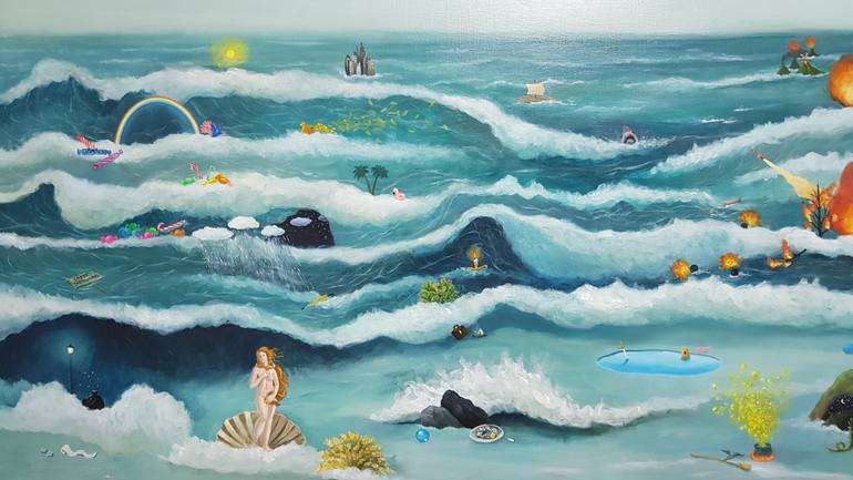 Original Figurative Beach Painting by Sanghee Ahn