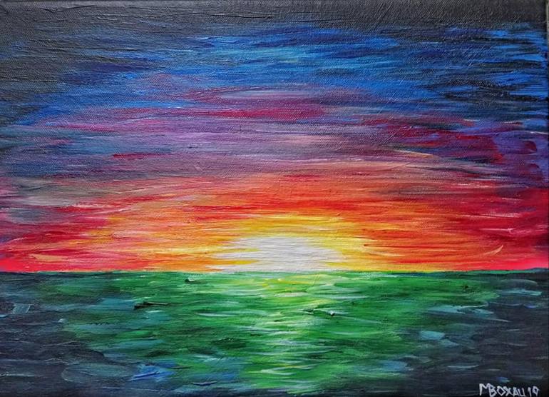 Rainbow Sunset, Cornwall Painting by Marianne Boxall | Saatchi Art