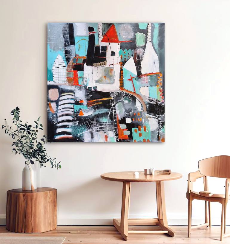 Original Abstract Cities Painting by Maria Penn