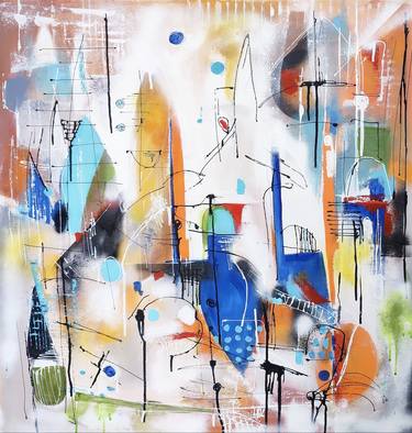 Original Abstract Cities Paintings by Maria Penn